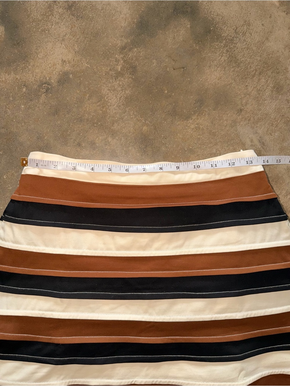 Strut & Bolt Brown Black Cream Striped Layered Mini Skirt M Boutique - Picture 4 of 10